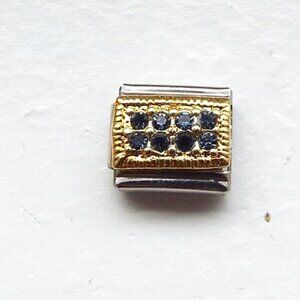 September birthstones on gold enamel 9mm stainless steel italian charm link new